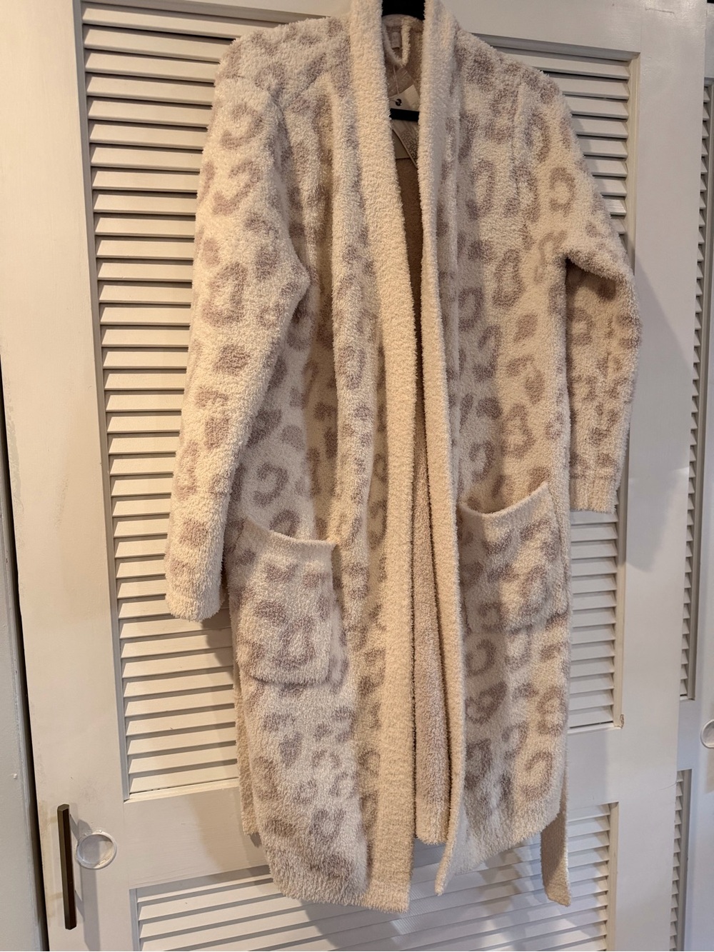 Barefoot Dreams Cream Leopard-Print Open-Front Cardigan NWT SMALL